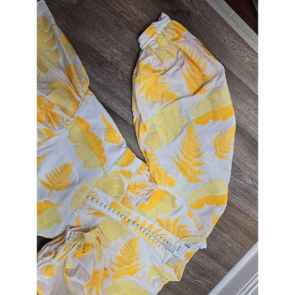 Acler Basita Dress Golden Leaves Women's US 8 Yellow and White Embroidered - Picture 3 of 14